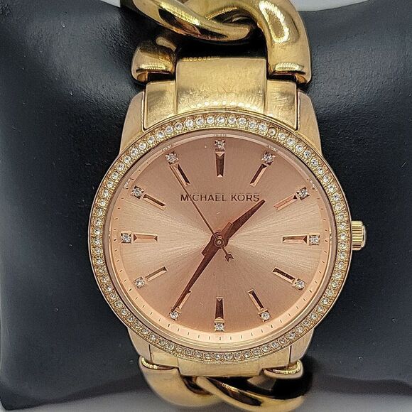 MICHAEL KORS Nini MK3236 Women's Gold Stainless Steel Analog Dial Quartz AM512 - Picture 1 of 8